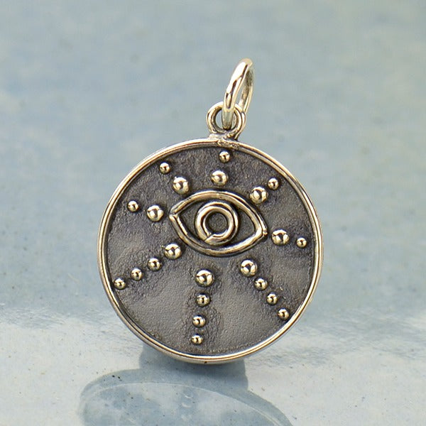 Sterling Silver Evil Eye Pendant with Granulation - Poppies Beads n' More