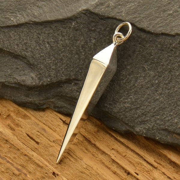 Sterling Silver Long Spike Charm - Geometric Charm - Poppies Beads n' More