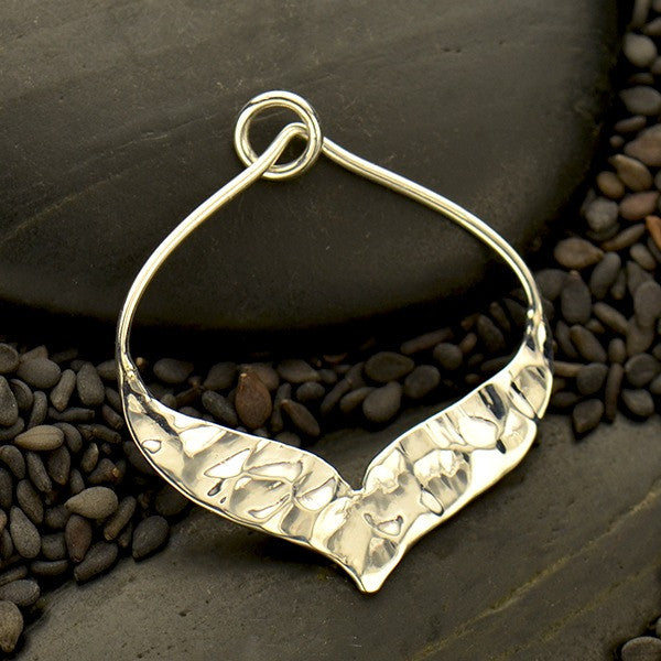 Silver Arabesque Pendant with Hammer Texture Bottom Edge - Poppies Beads n' More