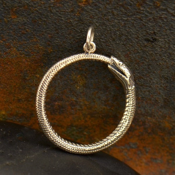 Sterling Silver Ouroboros Snake Pendant - Poppies Beads n' More