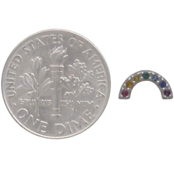 Rainbow Post Earrings with Nano Gems - Poppies Beads n' More