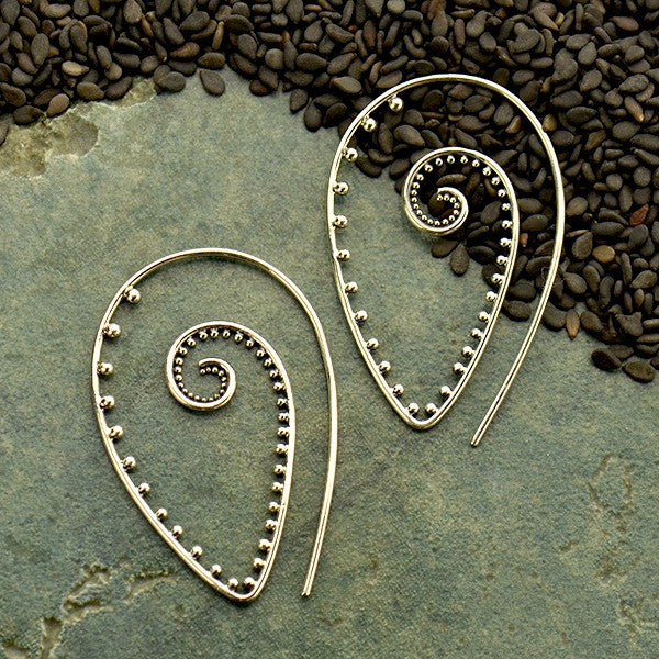 Silver Earring Hook with Pointed Spiral and Granulation - Poppies Beads n' More