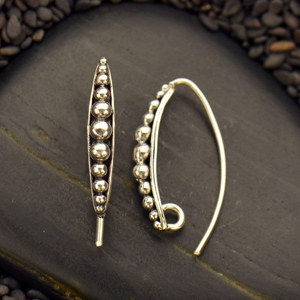 Sterling Silver Ear Hooks with Granulation - Poppies Beads n' More