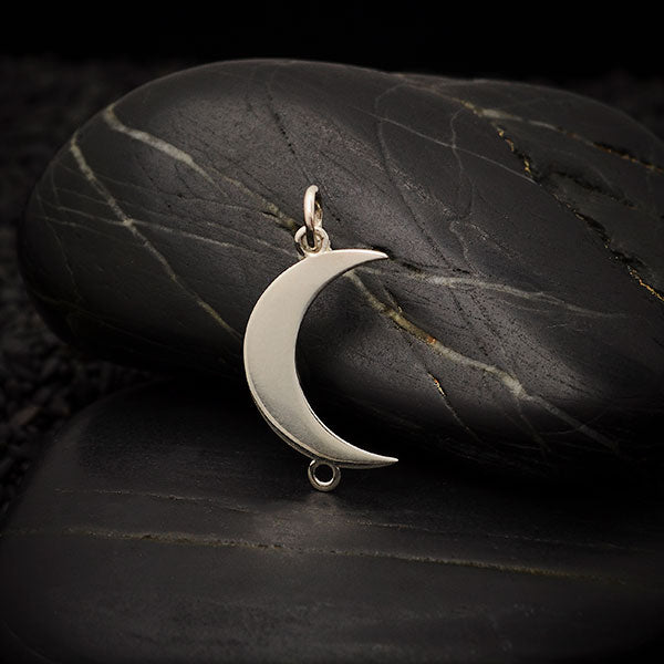 Sterling Silver Vertical Crescent Moon Link - Poppies Beads n' More