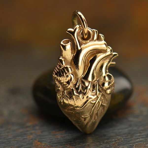 Anatomical Heart Charm, - Poppies Beads n' More