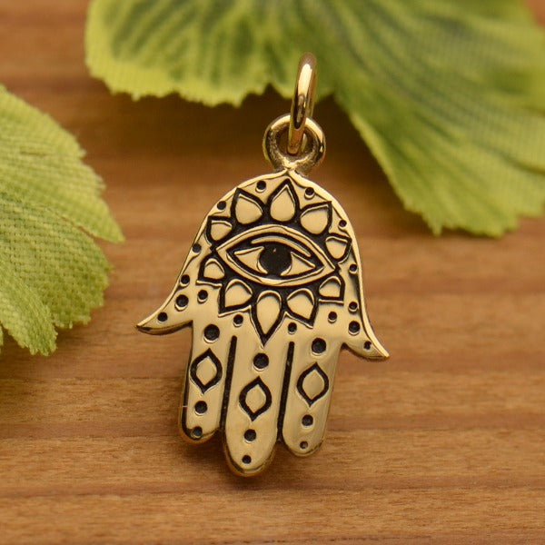 Hamsa Hand with Etched Evil Eye, - Poppies Beads n' More