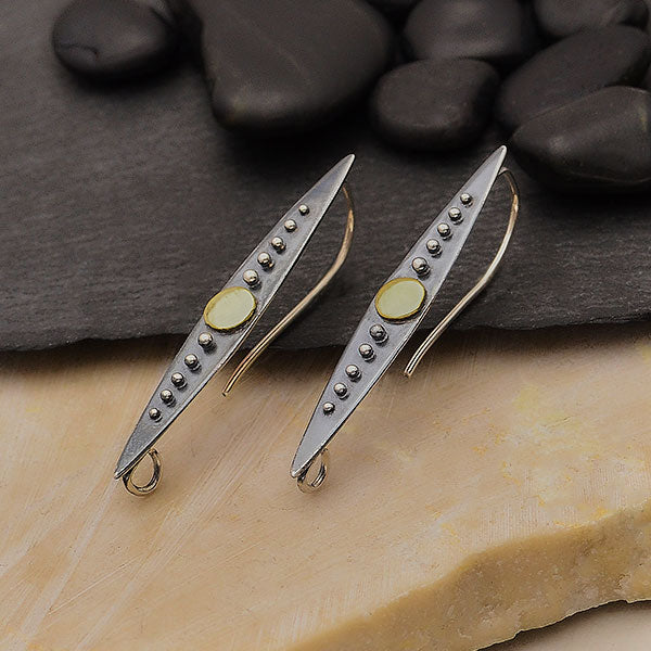 Sterling Silver Spike Earring Hook with Bronze Dot - Poppies Beads n' More
