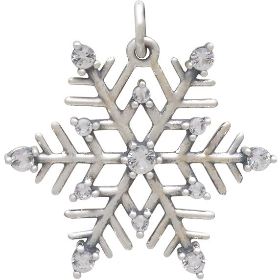 Sterling Silver Snowflake Pendant with Nano Gems - Poppies Beads n' More