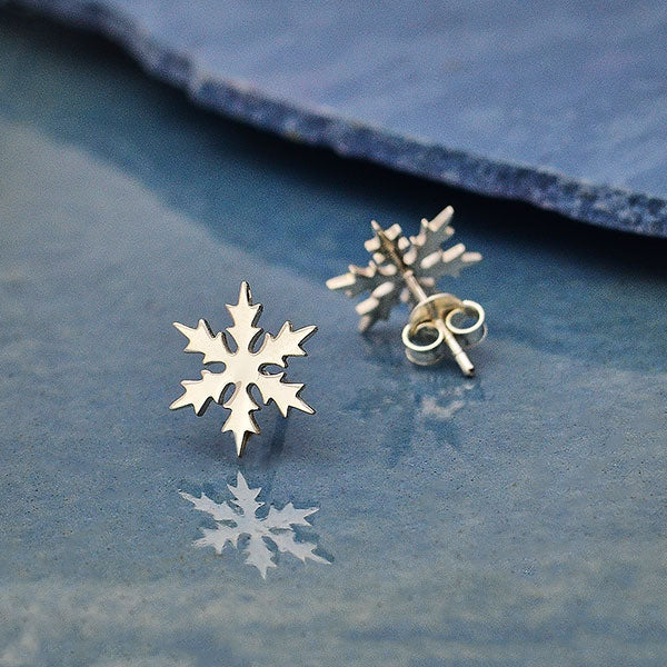 Sterling Silver Snowflake Post Earrings - Poppies Beads n' More