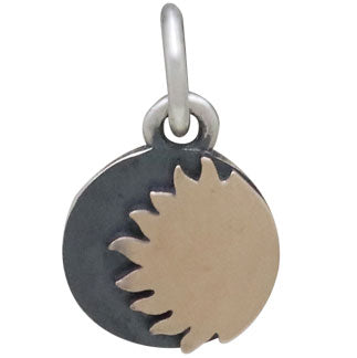 Mixed Metal Silver and Bronze Sun Charm - Poppies Beads n' More
