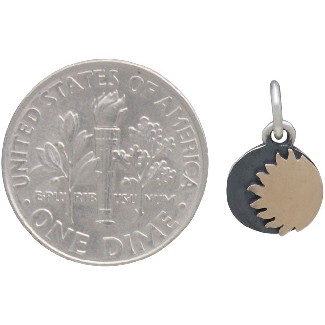 Mixed Metal Silver and Bronze Sun Charm - Poppies Beads n' More
