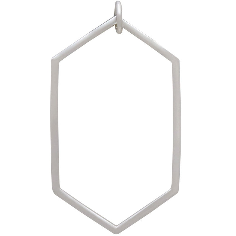 Sterling Silver Long Hexagon Link - Poppies Beads n' More