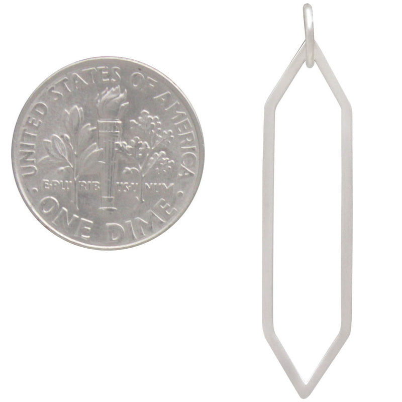 Sterling Silver Long Skinny Hexagon Link - Poppies Beads n' More
