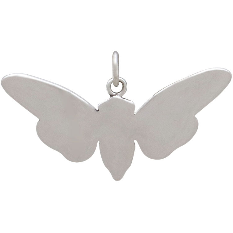 Sterling Silver Flat Cicada Pendant - Poppies Beads n' More