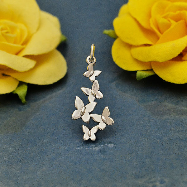 Sterling Silver Butterfly Cluster Charm - Poppies Beads n' More